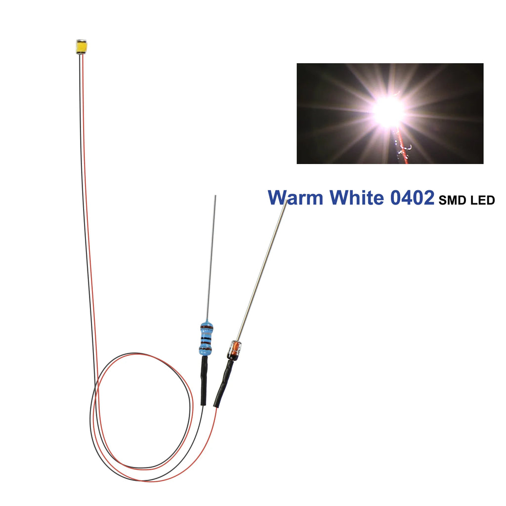 Evemodel 10pcs Pre-wired 0402 0603 0805 SMD LED Lights 50cm Wire with Resistor for 12V AC DC Bright Warm Red Blue Green Yellow