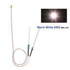 Evemodel 10pcs Pre-wired 0402 0603 0805 SMD LED Lights 50cm Wire with Resistor for 12V AC DC Bright Warm Red Blue Green Yellow