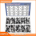 240pcs 24 Values BJT Transistor Kit Pnp Npn 20 Values a1015 2n2222 Bc327 Bc337 c1815 s8050 s8850 c945s9014 s9015 s9018 2n5551