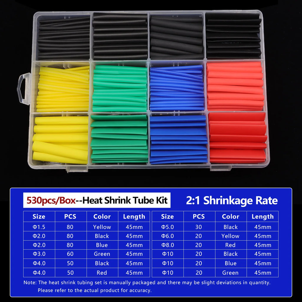 2:1 Heat Shrink Tube Kit Thermoresistant Shrinkage Tubing Wire Wrapping Electrical Connection Cable Insulation Sleeved Protecter