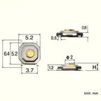 100pcs Tactile Switches 5.2x5.2 Smd Push Button 4*4*1.5mm/1.6/1.7/1.8/1.9/2/2.5/3/3.5/4/4.5/5/6/7/8/9 12V Copper Head Self-reset