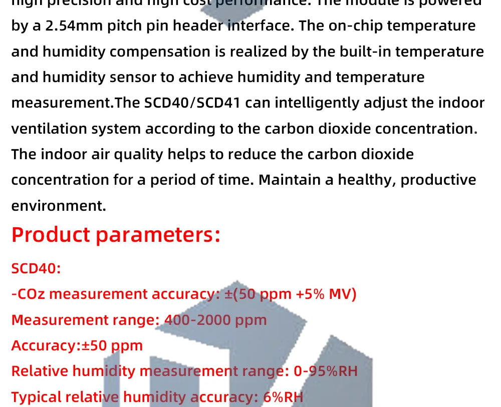 SCD40/SCD41 CO2 Sensor Module - NDIR Technology with Temperature & Humidity (I2C Interface for Arduino