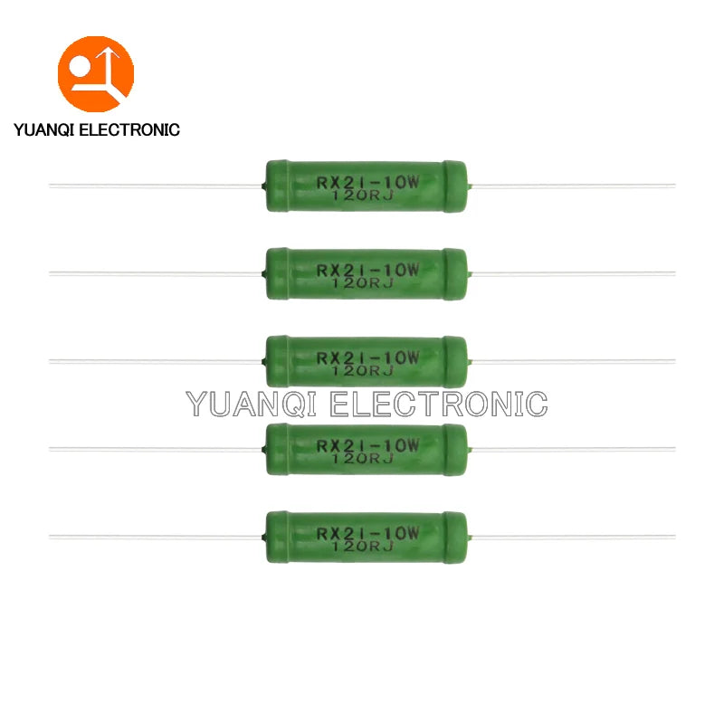 5PCS RX21 10W Wire Wound Resistance 5% 0.05 0.1 0.15 0.2 0.51 0.68 1 2 3 5.1 10 15 20 51 68 82 100 220 510 820 1K ohm Resistor