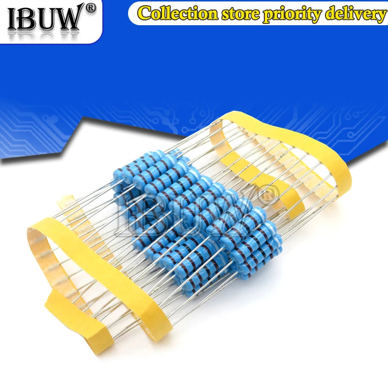 20pcs 2W Metal film resistor 1% 1R ~ 1M 2.2R 4.7R 10R 22R 47R 100R 220R 470R 1K 10K 100K 2.2 4.7 10 22 47 100 220 470 ohm
