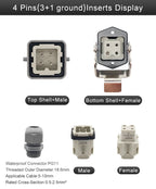 HA Heavy Duty Connector Kit 4/5/6/8 Core Pins Male&Female Insert Plug HDC-HA Rectangular Waterproof Industrial Aviation Socket