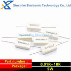 5PCS RX27 5W 7W 10W Ceramic Resistance Vertical Cement Resistor 0.01R ~ 100K 1 2 3.3 3.9 10 22 47 51 100 680 Ohm 1K 20K 150K