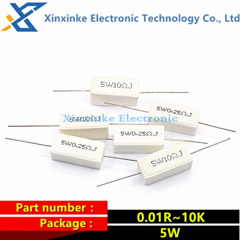 5PCS RX27 5W 7W 10W Ceramic Resistance Vertical Cement Resistor 0.01R ~ 100K 1 2 3.3 3.9 10 22 47 51 100 680 Ohm 1K 20K 150K