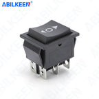 50PCS/LOT ABILKEEN KCD2-203-3 Rocker Toggle Switch DPDT 6Pin Latching/Momentary(Reset) 3Position KCD2 Rocker Switch 16A 250VAC