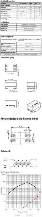5pcs WE102 SMD SMT 80V 0.8A 1mH Inductance Car Filter Wave Common Mode Chokes Power Inductor Filter Choke Coil
