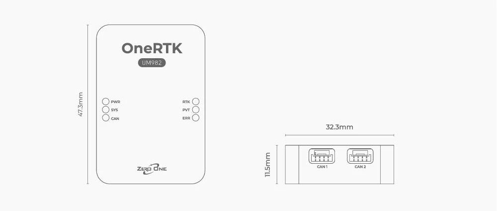 Zero One OneRTK UM982 Dual-Antenna Direction Finding RTK Module with Compass for Plant Protection & Mapping