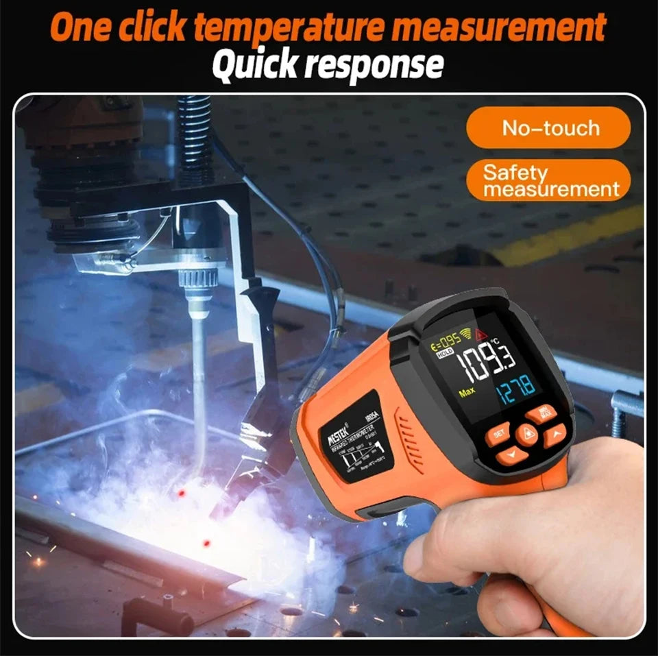 Non-contact Infrared Thermometer -40°C~1600°C High Temperature Meter with K-type Probe Laser Pyrometer Adjust Emissivity