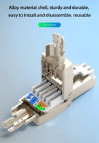 Tool Free Metal RJ45 Connector Toolless Reusable 23AWG to 26AWG Cable Internet Plug Easy Installation Tool-Free Termination Plug