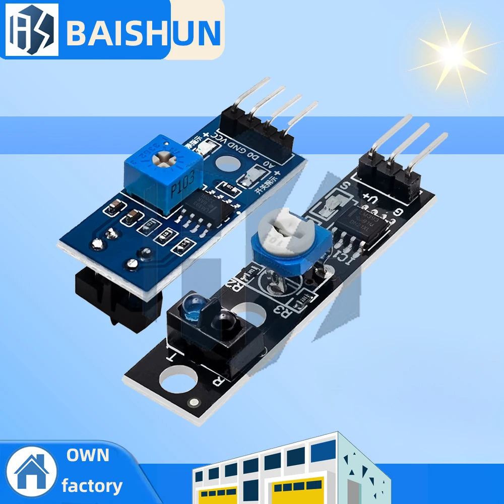 ‌TCRT5000 IR Reflective Sensor Module (3.3V-5V)  1-Channel Obstacle Avoidance & Line Tracking with Adjustable Sensor for arduino