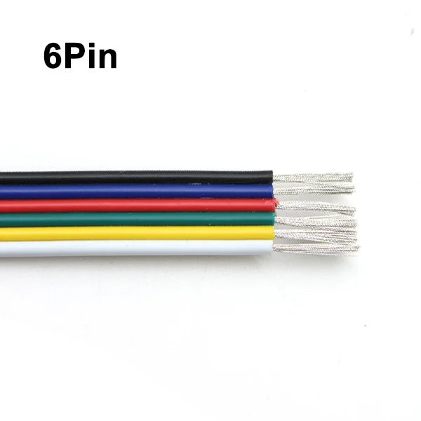 22AWG 20AWG 18AWG LED Extension Cord 2/3/4/5/6Pin RGB Flexible Electrical Connection Cable for LED Strip Lights Auto Lamp Driver