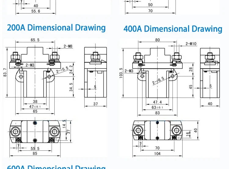 DC Contactor 12V 24V 36V 48V 60V 72V 120V Power Relay 50A 100A 200A Forklift Normally Open Noramlly Closed QZJ