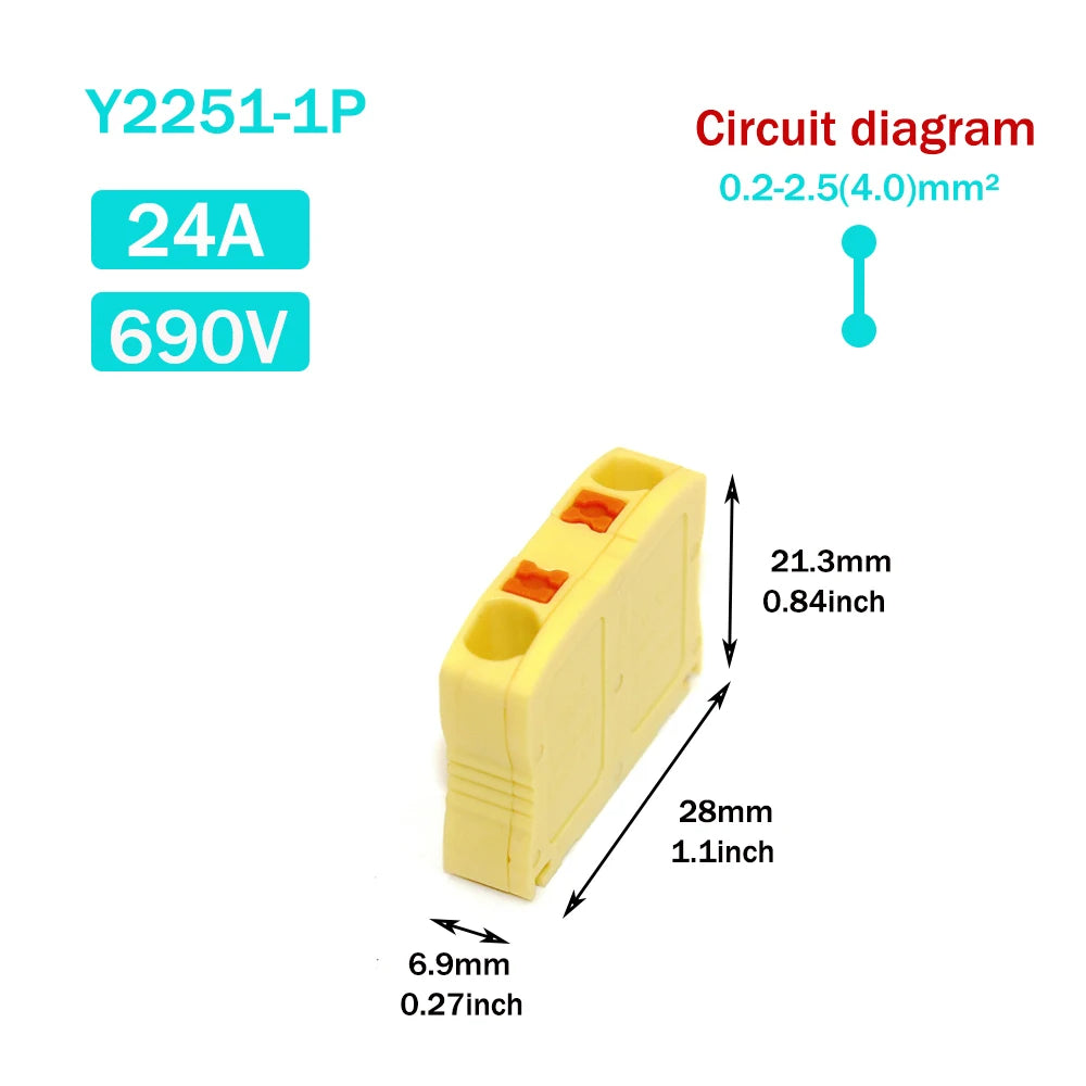 Wire Electrical Connectors Wire Push-in Terminal Block multiple in multiple out Connector Mount On Din Rail with fixing Hole