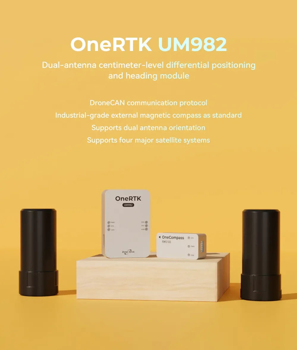 Zero One OneRTK UM982 Dual-Antenna Direction Finding RTK Module with Compass for Plant Protection & Mapping
