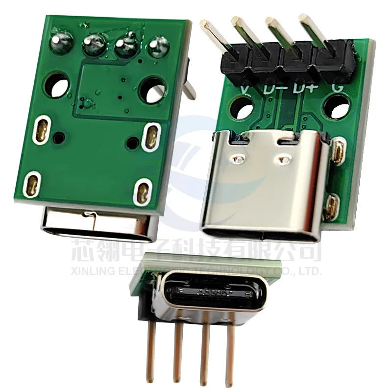 TYPE-C Female Base with Fixed Plate Charging Data Interface USB3.1 Turn the Test Board into 2.54MM Socket