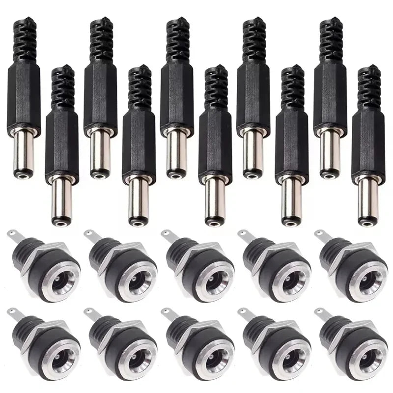 10Pairs DC Power Socket 5.5x2.1mm 5.5*2.5mm Panel Mount DC Power Plug DC Female Jack Connector
