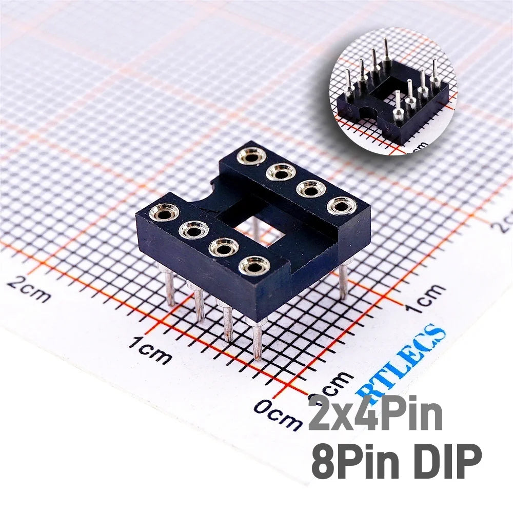 5/50 Pcs 2.54MM Pitch SMD DIP IC Socket Contact Clip Surface Mount Machined Receptacle 4 6 8 10 12 14 16 18 20 24 Pin Row 7.62mm