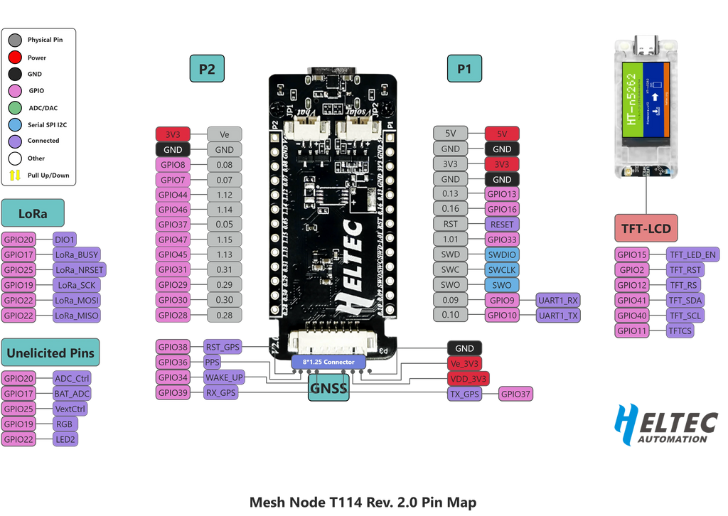 Meshtastic Heltec Mesh Node T114 V2 GPS NRF52840 SX1262 LoRaWAN LoRa Arduino BLE Positioning Devboard Low Power