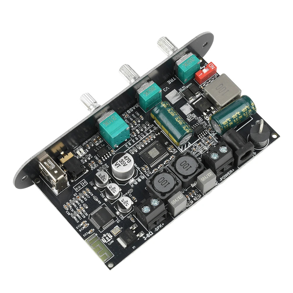 ZK-1001U TPA3116D2 Mono 100W Bluetooth 5.3 Amplifier Board 9-24V Boost AUX USB Bass Treble for DIY TWS Speaker