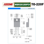 MBR20150FCT Schottky Barrier Rectifier Diode 20A 150V ASEMI TO-220F For Laptop GaN Charger