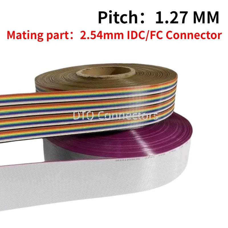 2Meter 6P/10P/12P/14P/16P/20P/40P 1.27mm PITCH Grey Flat Ribbon Cable 6/8/10/16/20/40 Pin 28AWG WIRE for IDC FC 2.54MM Connector