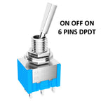 10PCS Mini Toggle Switch 3 Position 2 Position ON OFF ON DPDT SPST DPST 6A 125VAC 3A 250VAC Latching Flat Handle for Car Truck