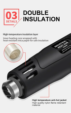 2000W Hot Air Gun High Power Temperature Regulating Industrial Electric Heat Gun Automobile Film Baking Gun Tool