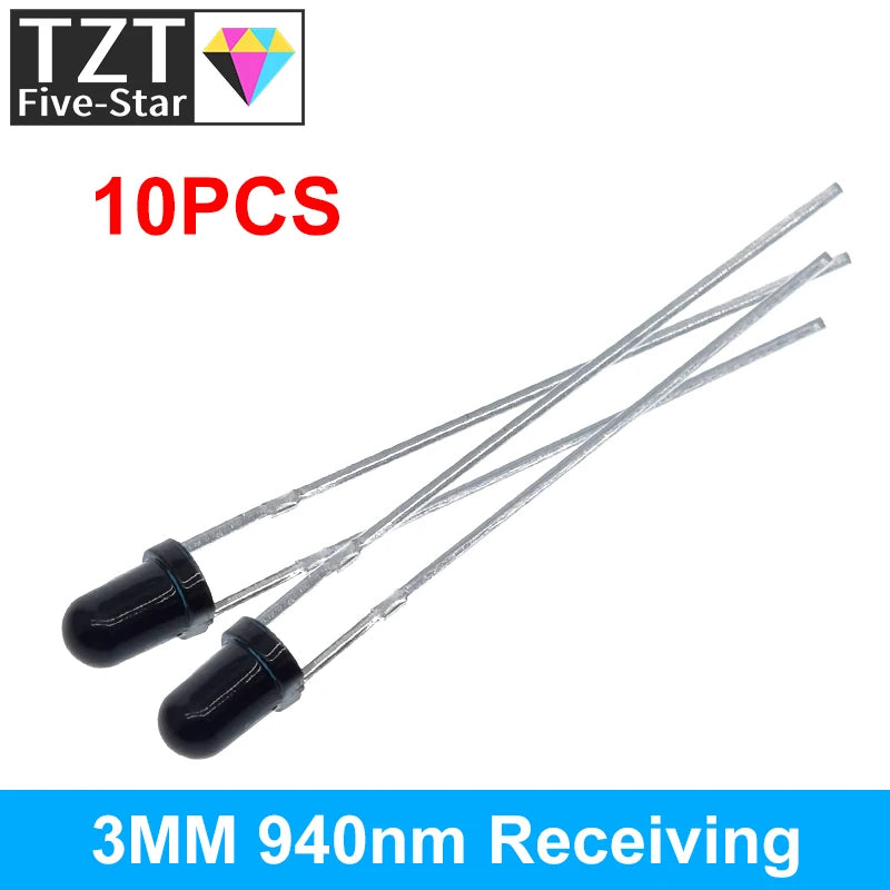 10pairs F3 3MM 940nm LEDs infrared emitter and IR receiver diodes each 5pcs Infrared to tube For arduino
