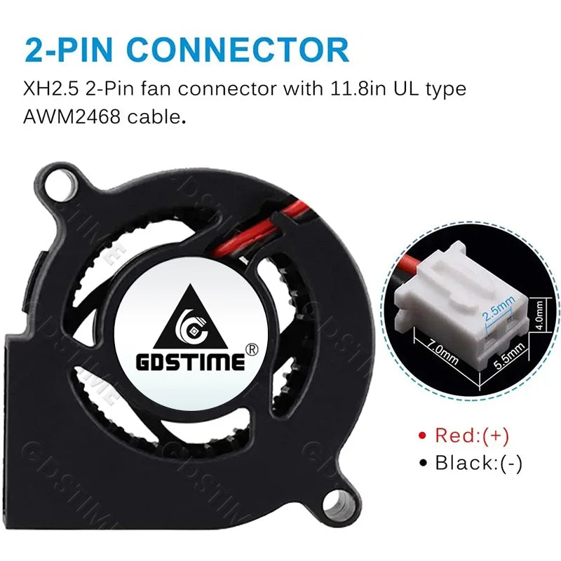 Gdstime 5015 24v Fan 4010 Snail Fan 2PIN DC 5V 12V 3D Printer Mini Fan 7015 7530 Cooling Fan 3010 5020 Turbo Fan Radial Cooler