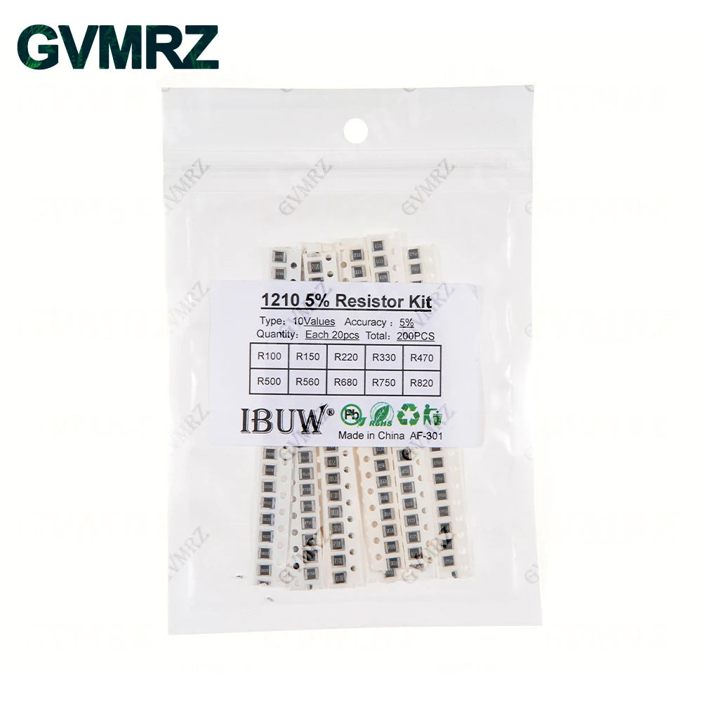 0201 0402 0603 0805 1206 1% 5% SMD Resistor Assorted Kit 1R-1M 10K 100K 1K 100R Resistance Set DIY