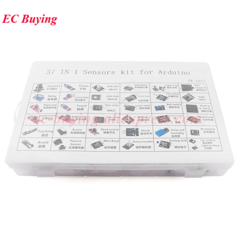 37 in 1 Sensors Modules 37 Kits Starter Kit with Box for Arduino Suitable for Raspberry Pi/STM32/ESP32/R3/51 Microcontroller