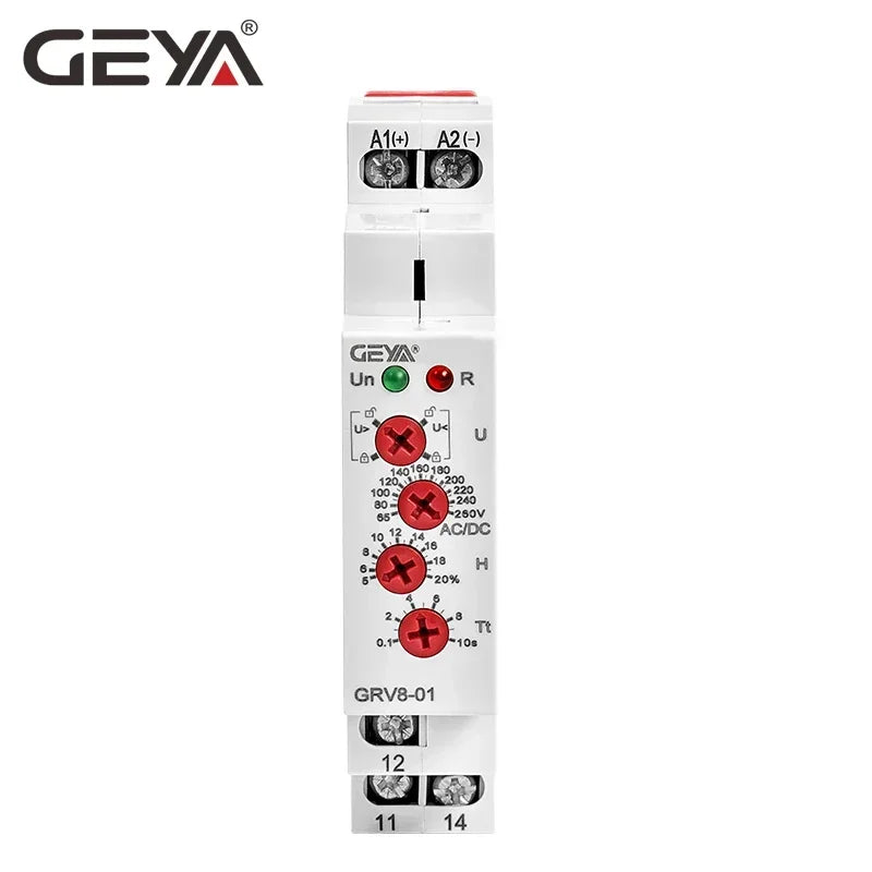 GEYA GRV8-01 Single Phase Voltage Relay Adjustable Over or Under Voltage Protection Monitor Relay with LED Display
