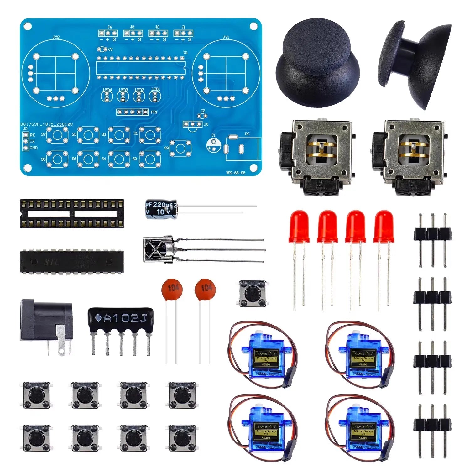 Four Degree of Freedom Assembly Robotic Arm Microcontroller Soldering Kit Acrylic Robotic Arm DIY Maker Learning Parts