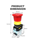 Emergency Stop Push Button Switch with Fixation 22mm 10A FXB38 Mushroom Head e-stop Red Buttons for Electronics Machine VaneAims