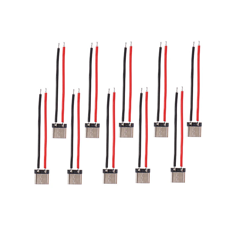 10Pcs Micro USB Type-C 2Pin Horizontal 2P Simple Soldered Female Plug-in Board Quick Charging Connector