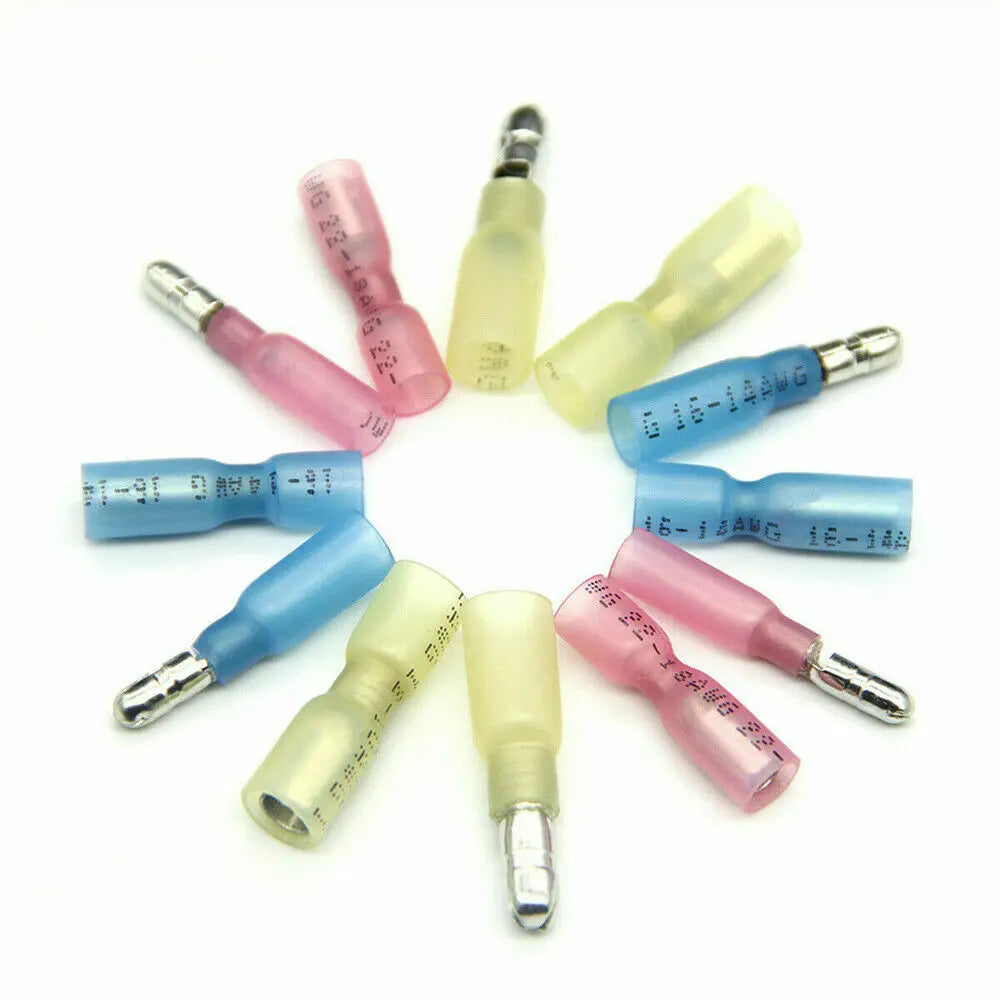 50/100PCS Waterproof Heat Shrink Bullet Terminals Female Male Electrical Wire Connectors Splice Crimp Terminal 10-22AWG
