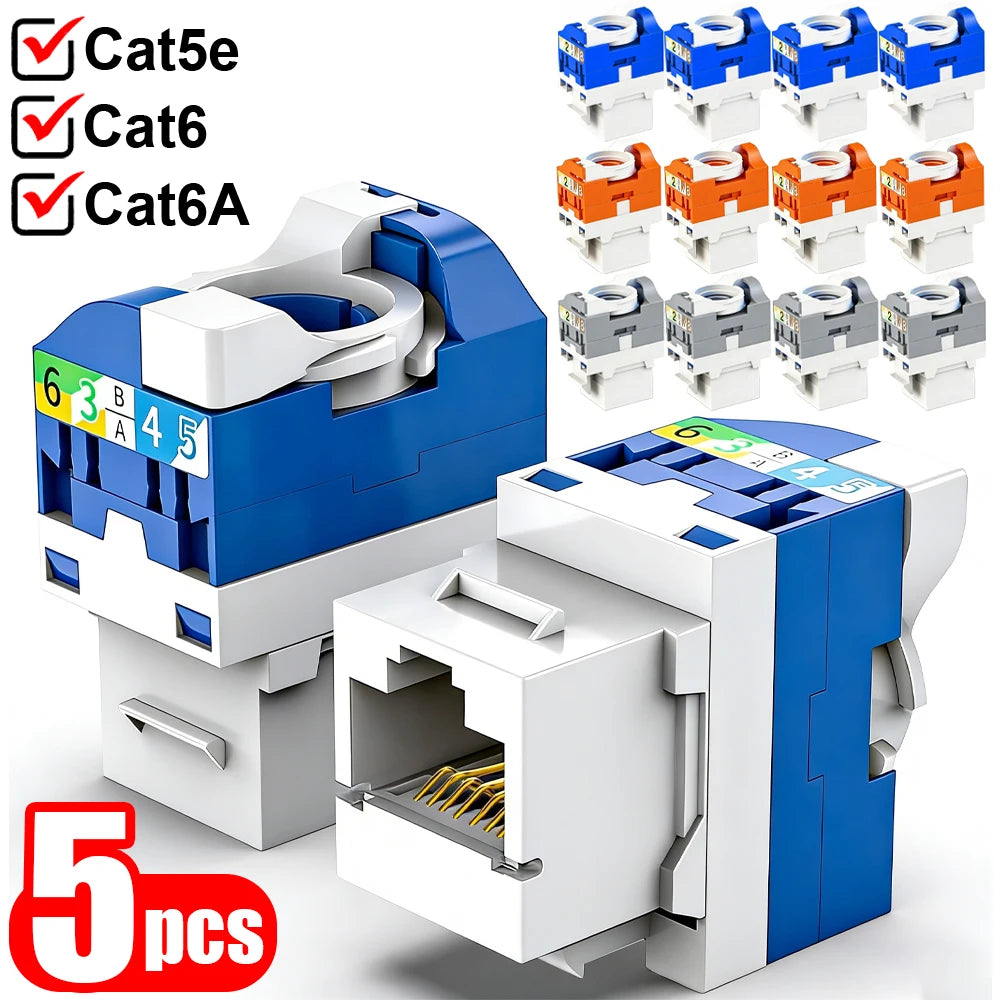 Cat6A/Cat6/Cat5e Keystone Jack RJ45 Keystone Jack Module Connector Network Coupler High Speed Ethernet Wall Jacks Adapters