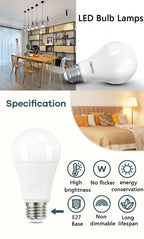 24pcs LED Bulb Lamps E27 AC220V Light Bulb Real Power 20W 18W 15W 12W 9W 6W 3W Lampada Living Room Home LED Bombilla