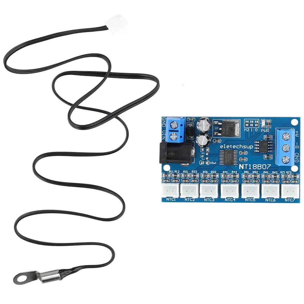 RS485 NTC Thermistor Temperature Sensor Module -20℃ To +125℃ 7-Channel Modbus Rtu Remote Acquisition Monitoring Module for PLC