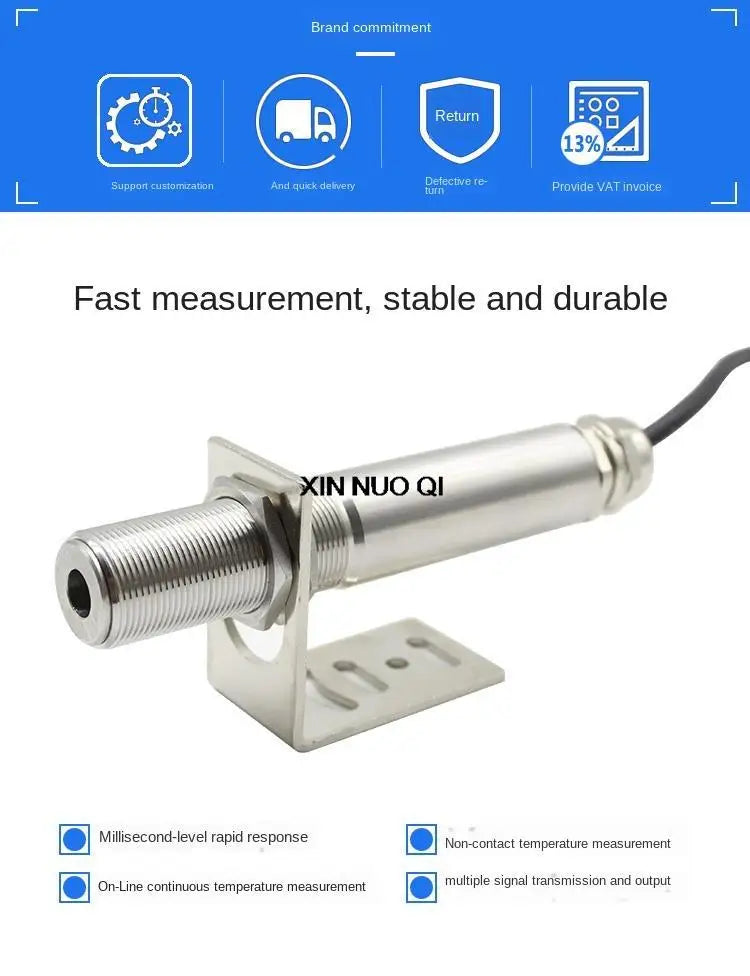 Industrial Non-contact Online Infrared Thermodetector Probe High Temperature Infrared Temperature Sensor Transmitter 4-20ma