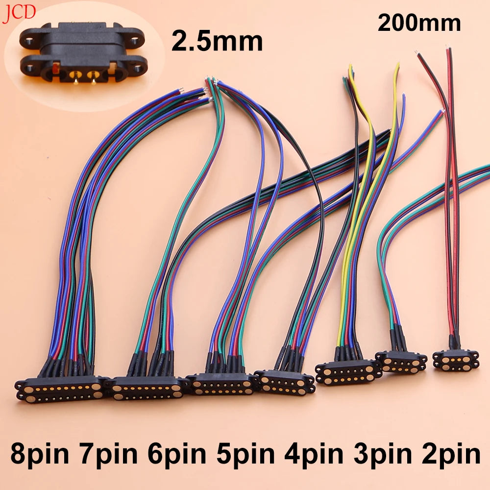 JCD Spring Loaded Male Female 2.5/2.54 MM Pitch 2P 3 4 5 6 7 8 Pole Through Holes PCB BTB Connector 2A DC Magnetic Pogo Pin