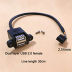 Motherboard 9-Pin to Dual USB 2.0 Female/Male Extension Cable 2.54mm Pin Header Connector for PC Case Front Panel 20cm/30cm/50cm