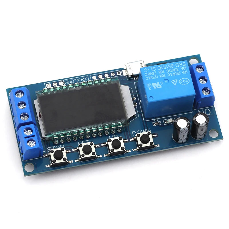 6-30V Micro USB Digital LCD Display Time Delay Relay Module Control Timer Switch Trigger Cycle Module XY-LJ02