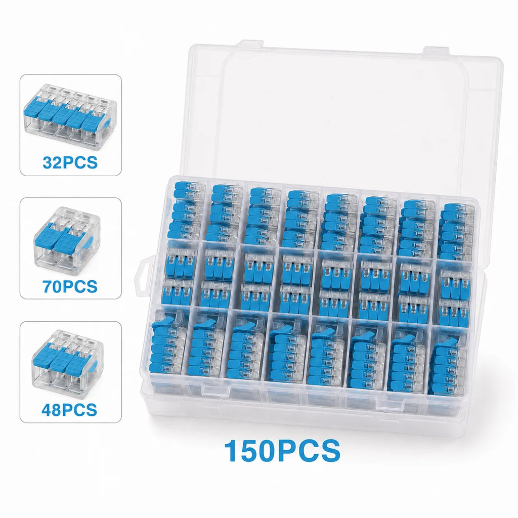 10-150PCS Universal Electrical Quick Wire Connectors 2/3/4/5 Port Plug-in Terminal Block DIY Cable Kit 28-12AWG 250V 32A