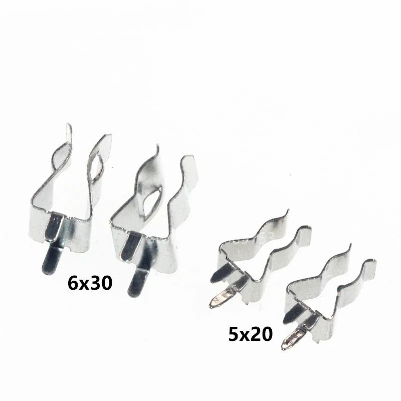 50PCS 5X20MM 6X30mm Clip Clamp 5X20 6X30 Fuse Tube Support Fuse Holder For 5*20 6*30mm insurance Fuse Clip