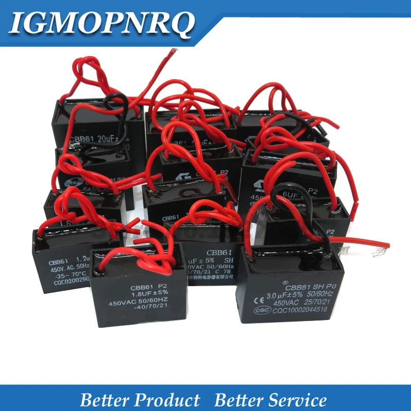 1pcs CBB61 starting capacitance AC Fan Capacitor 450V CBB Motor Run Capacitor 1UF 1.2UF 1.5UF 2UF 2.5UF 3UF 5UF 10UF  12UF 16UF