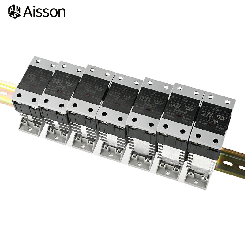 Din Rail Mount Solid State Relay SSR Single Phase DC Control AC AC Control AC With Heat Sink 10A 25A 40A 60A 80A 100A 120A